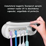 Ingrijire personala si Cosmetice - Igiena dentara - Rezerve si accesorii - Suport Sterilizator ambrasmart pentru Periute de Dinti, Alb, Lumina UV, Montare pe Perete, 5 fante, 2000mAh - Infinity.ro
