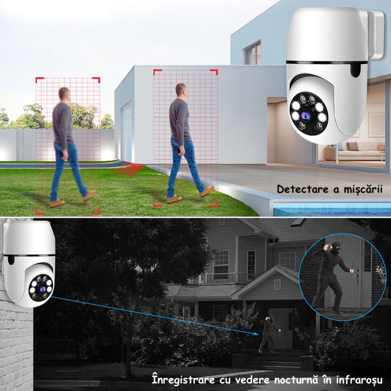 Casa si Gradina - Electrice - Smart Home - Camere de supraveghere - Camera de Supraveghere ambrasmart HD 360°, WiFi, Vedere Nocturna, Interfon Vocal, Conectare priza, Interior si Exterior - Infinity.ro