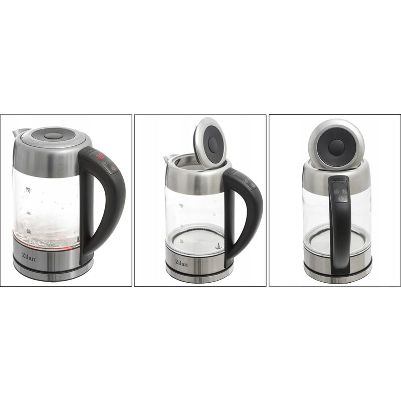 Electronice si Electrocasnice - Electrocasnice bucatarie - Preparare bauturi - Fierbatoare de apa - Fierbator Digital ZILAN ZLN-3949, 2200W, 1.7L, Control Temperatura, Iluminare LED, Sticla-Inox - Infinity.ro