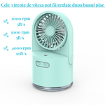 Electronice si Electrocasnice - Climatizare si sisteme de incalzire - Aparate racire aer - Ventilatoare - Ventilator Portabil, functie de umidificare, racire si rotire, cu USB si Led, 3 trepte de viteza, verde - Infinity.ro