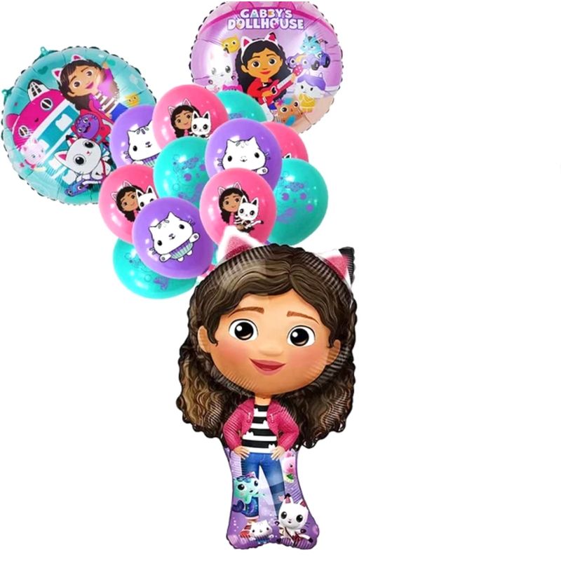Casa si Gradina - Decoratiuni - Decoratiuni petrecere - Baloane - Set De 11 Baloane, Figurina Folie Gabby 93 cm si Baloane 30 cm Gabby's DollHouse - Infinity.ro