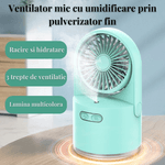 Electronice si Electrocasnice - Climatizare si sisteme de incalzire - Aparate racire aer - Ventilatoare - Ventilator Portabil, functie de umidificare, racire si rotire, cu USB si Led, 3 trepte de viteza, verde - Infinity.ro