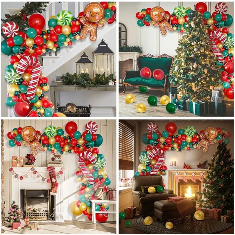 Casa si Gradina - Decoratiuni - Decoratiuni petrecere - Baloane - Set arcada baloane decorative din 128 piese, aranjament petrecere Craciun, calitate latex Extra - Infinity.ro