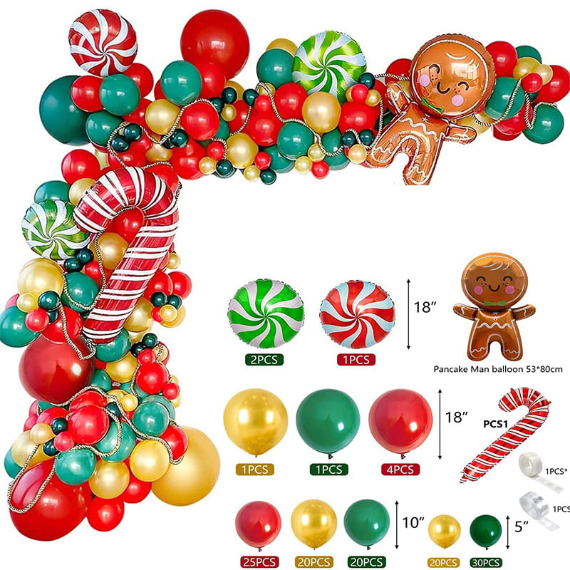 Casa si Gradina - Decoratiuni - Decoratiuni petrecere - Baloane - Set arcada baloane decorative din 128 piese, aranjament petrecere Craciun, calitate latex Extra - Infinity.ro