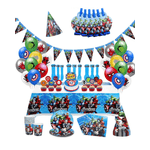 Casa si Gradina/Decoratiuni/Decoratiuni petrecere/Vesela pentru petrecere - Set vesela petrecere Avengers pentru 10 copii, accesorii pentru servirea si decorare mesei  + baloane, Albastru - Infinity.ro