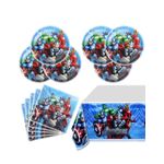 Casa si Gradina/Decoratiuni/Decoratiuni petrecere/Vesela pentru petrecere - Set vesela petrecere Avengers pentru 10 copii, accesorii pentru servirea si decorare mesei  + baloane, Albastru - Infinity.ro