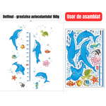 Casa si Gradina - Decoratiuni - Stickere decorative - Sticker autocolant metru masurare inaltime copii, Delfinul, Albastru, 180 cm, antadesim® - Infinity.ro