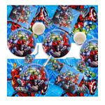 Casa si Gradina/Decoratiuni/Decoratiuni petrecere/Vesela pentru petrecere - Set vesela petrecere Avengers pentru 10 copii, accesorii pentru servirea si decorare mesei  + baloane, Albastru - Infinity.ro