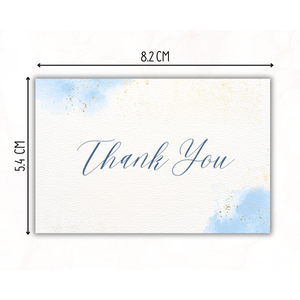 Set 40 de mini felicitari de multumire, Thank You, albastru, dimensiune 8.2 x 5.4cm
