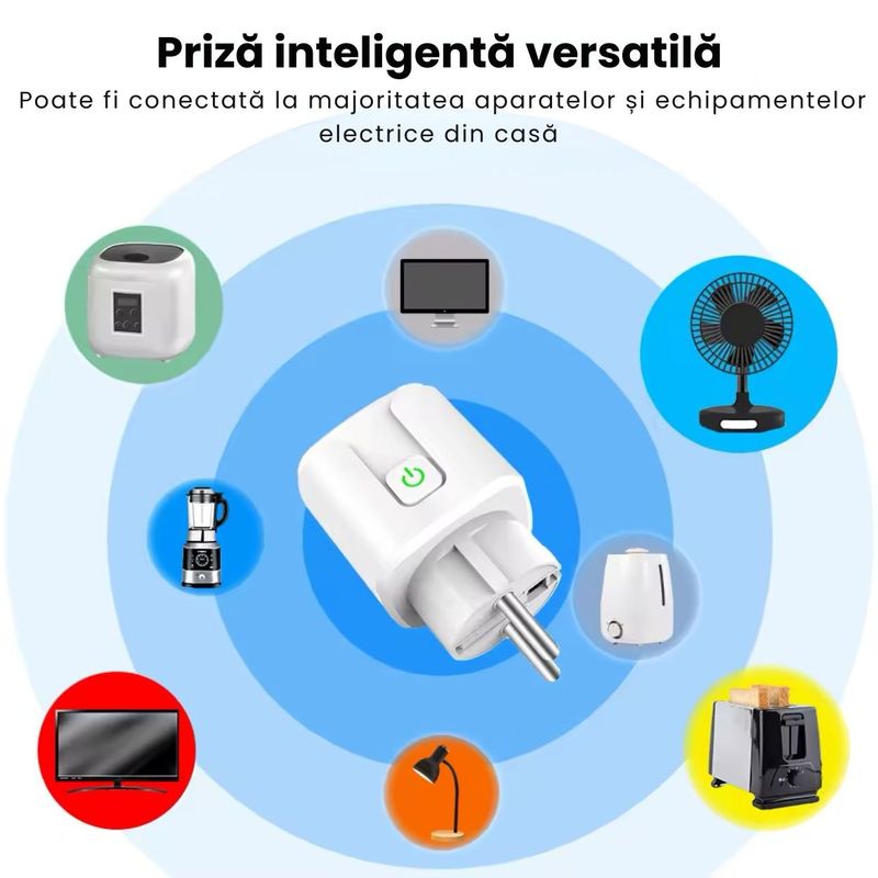 Casa si Gradina - Electrice - Prize - Priza inteligenta GAVIO® G20 WiFi, aplicatie mobila, 20A, 4400W, control vocal, compatibila Alexa/Google Home, Alb - Infinity.ro