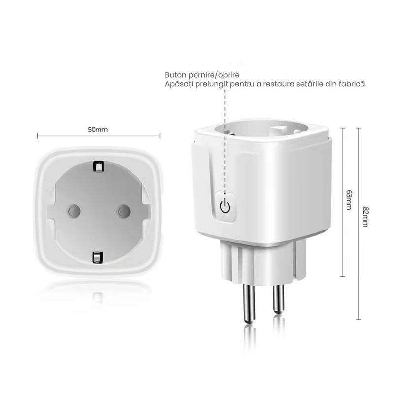 Casa si Gradina - Electrice - Prize - Priza inteligenta GAVIO® G20 WiFi, aplicatie mobila, 20A, 4400W, control vocal, compatibila Alexa/Google Home, Alb - Infinity.ro