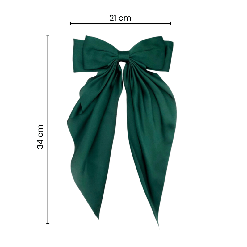 Fashion, accesorii si bijuterii - Femei - Accesorii femei - Accesorii pentru par femei - Agrafa de par cu funda GAVIO®, material satin, eleganta, 34 x 21 cm, Verde - Infinity.ro