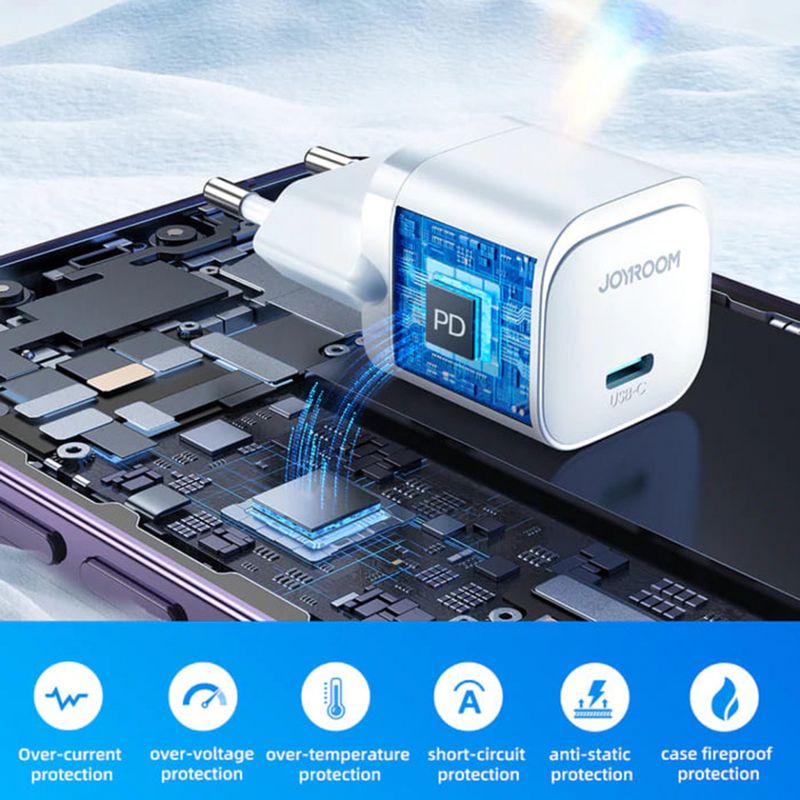 Laptop, Telefoane si Tablete - Telefoane mobile si accesorii - Accesorii Telefoane - Incarcatoare telefoane - Incarcator Priza Type-C 20W + Cablu Type-C la Lightning - JoyRoom (JR-TCF02) - Negru - Infinity.ro