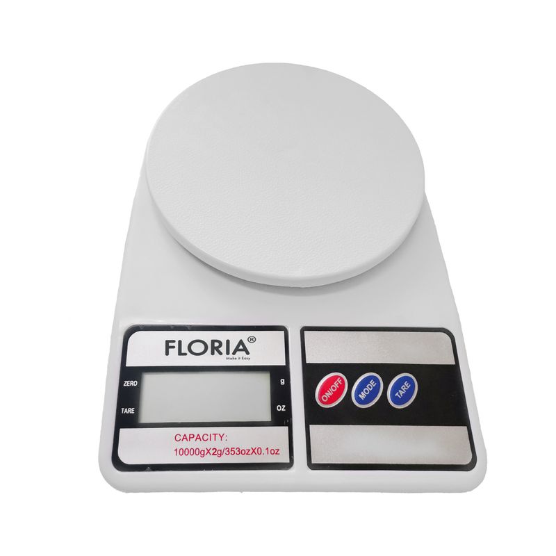 Electronice si Electrocasnice/Electrocasnice bucatarie/Mixere, tocatoare & roboti de bucatarie/Cantare de bucatarie - Cantar de bucatarie digital Floria ZLN9075, Capacitate 2g-10.000g, Display LCD, Maxim 10kg - Infinity.ro
