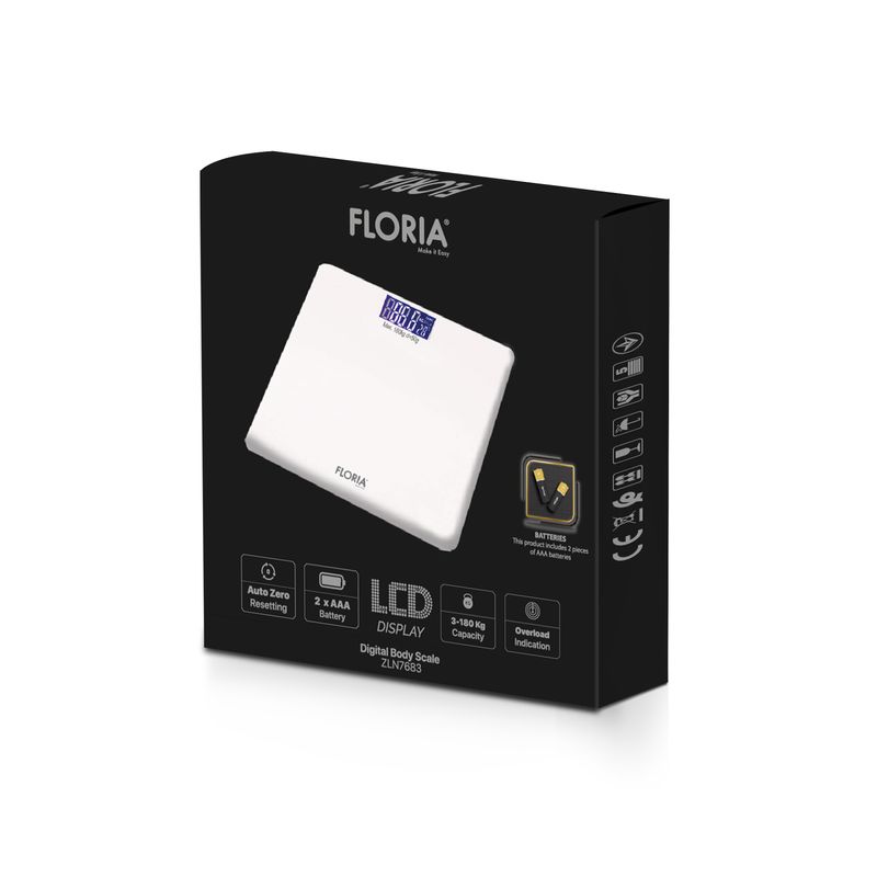 Ingrijire personala si Cosmetice - Sanatate si wellness - Aparate medicale - Cantare corporale - Cantar corporal Floria ZLN7683 din sticla securizata, capacitate 3-180Kg, Display LCD - Infinity.ro