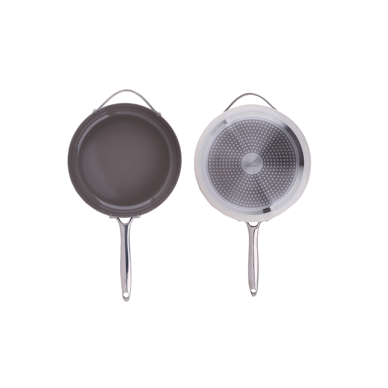 Casa si Gradina - Bucatarie si vesela - Vase pentru gatit - Tigai si seturi - Tigaie inalta cu capac Zilan ZLN0880 din 5 straturi de material, maner inox, 28 cm - Infinity.ro