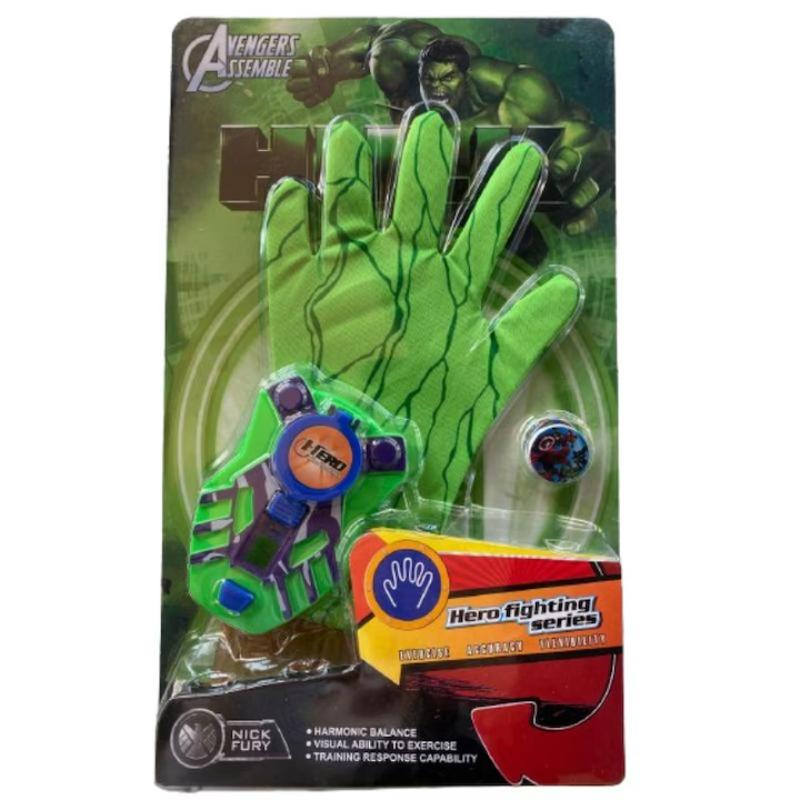 Jucarii, Copii si Bebe - Jucarii si jocuri - Jucarii de rol - Masti si costume copii - Set manusa Hulk, Super Shooter, cu lansator si discuri, 25 cm, verde, 3 ani+ - Infinity.ro