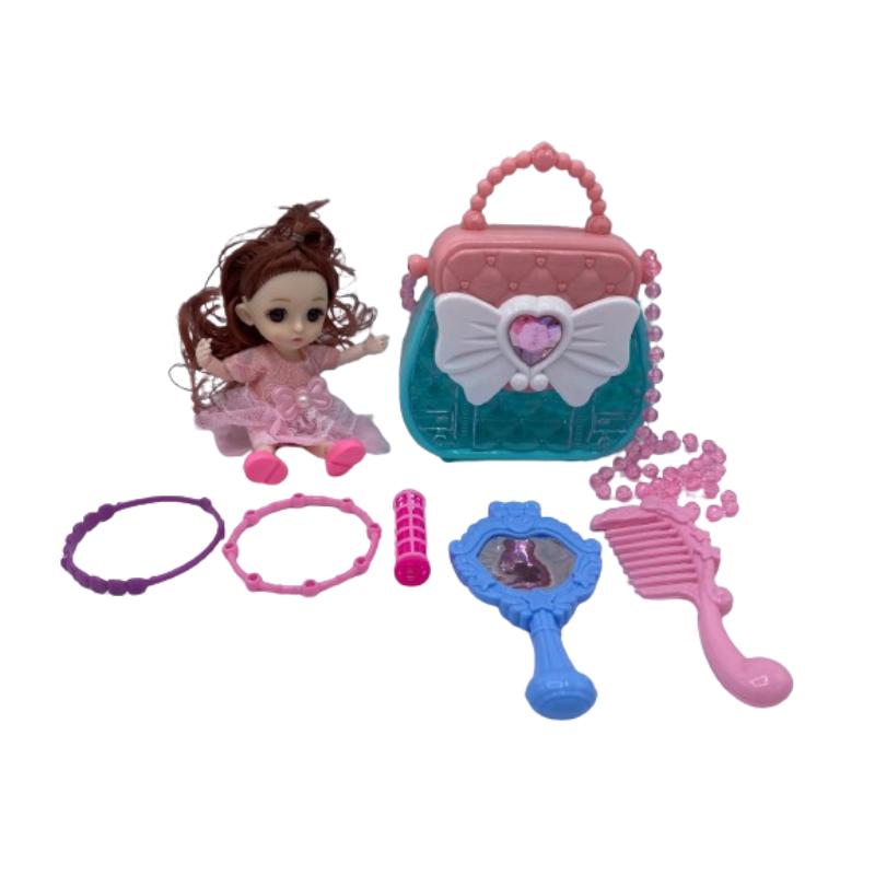 Jucarii, Copii si Bebe - Jucarii si jocuri - Papusi si accesorii - Papusi - Papusa si set Makeup, gentuta cu accesorii, oglinda, pieptan, bigudiu, bratari, 3 ani + - Infinity.ro