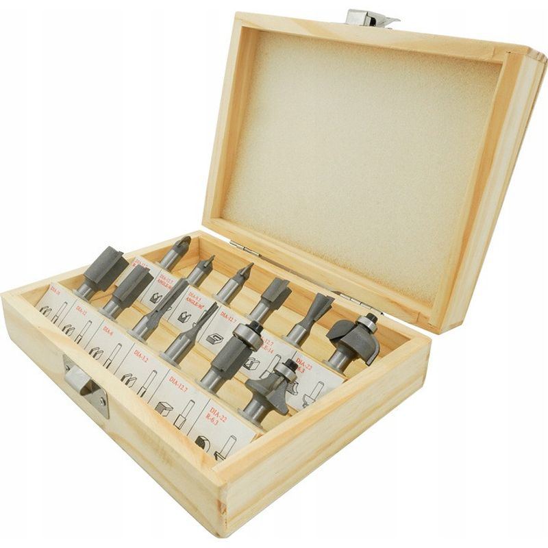 Casa si Gradina - Constructii - Scule de mana si unelte - Seturi scule - Set de 12 freze pentru lemn diferite profile cu prindere de 8mm - Infinity.ro