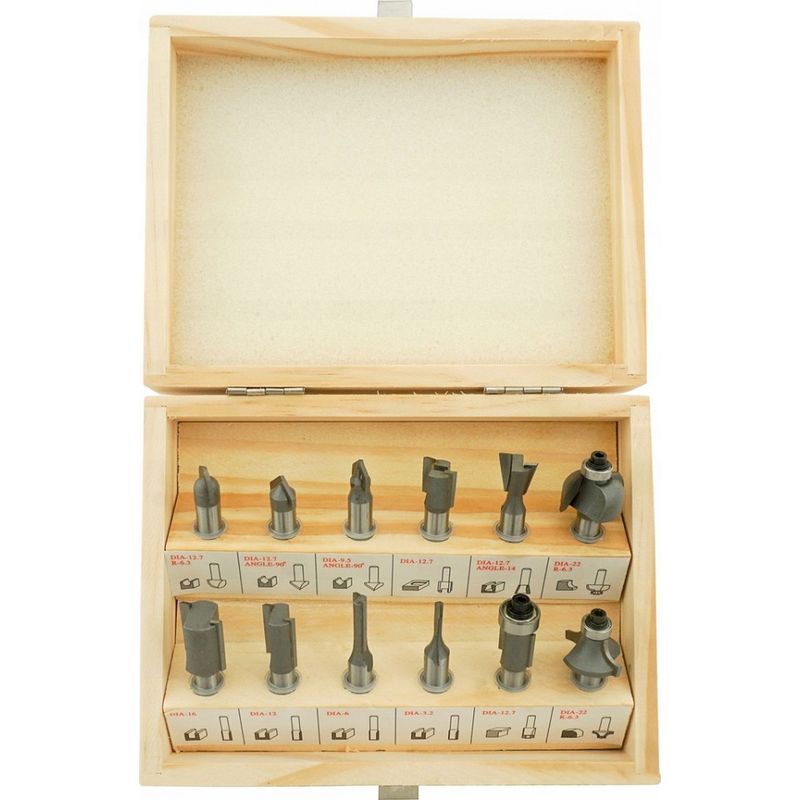 Casa si Gradina - Constructii - Scule de mana si unelte - Seturi scule - Set de 12 freze pentru lemn diferite profile cu prindere de 8mm - Infinity.ro