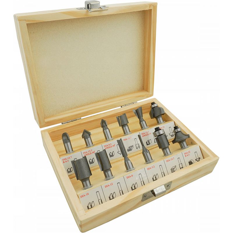 Casa si Gradina - Constructii - Scule de mana si unelte - Seturi scule - Set de 12 freze pentru lemn diferite profile cu prindere de 8mm - Infinity.ro