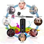 Casa si Gradina - Constructii - Vopsea si tencuieli - Pistoale si sisteme de vopsit si tencuit - Set aerograf cu compresor portabil si furtun extensibil detasabil, 38 PSI, pentru manichiura, machiaj si altele, auriu - Infinity.ro