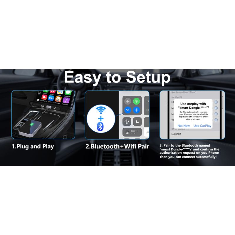 Auto si Moto - Electronice auto - Multimedia auto - Adaptor auto Wireless ATOMKIT, Android 11 si Modul Apple Carplay,2 in 1,Procesor AI, Conectare Automata, WiFi 5Ghz,Negru - Infinity.ro