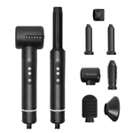 Ingrijire personala si Cosmetice - Aparate & accesorii ingrijire personala - Hair styling - Uscatoare de par - Uscator de par Profesional 7 in 1 ATOMKIT, 1400 W, Set Wrap Air Styler 110000 RPM, Negru cu diamante - Infinity.ro