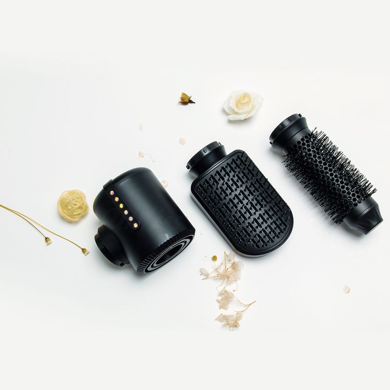 Ingrijire personala si Cosmetice - Aparate & accesorii ingrijire personala - Hair styling - Uscatoare de par - Uscator de par Profesional 7 in 1 ATOMKIT, 1400 W, Set Wrap Air Styler 110000 RPM, Negru cu diamante - Infinity.ro