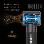 Ingrijire personala si Cosmetice - Aparate & accesorii ingrijire personala - Hair styling - Uscatoare de par - Uscator de par Profesional 7 in 1 ATOMKIT, 1400 W, Set Wrap Air Styler 110000 RPM, Negru cu diamante - Infinity.ro