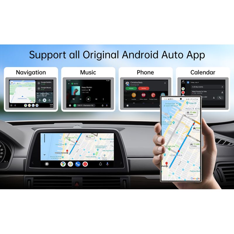 Auto si Moto - Electronice auto - Multimedia auto - Adaptor auto Wireless ATOMKIT, Android 11 si Modul Apple Carplay,2 in 1,Procesor AI, Conectare Automata, WiFi 5Ghz,Negru - Infinity.ro