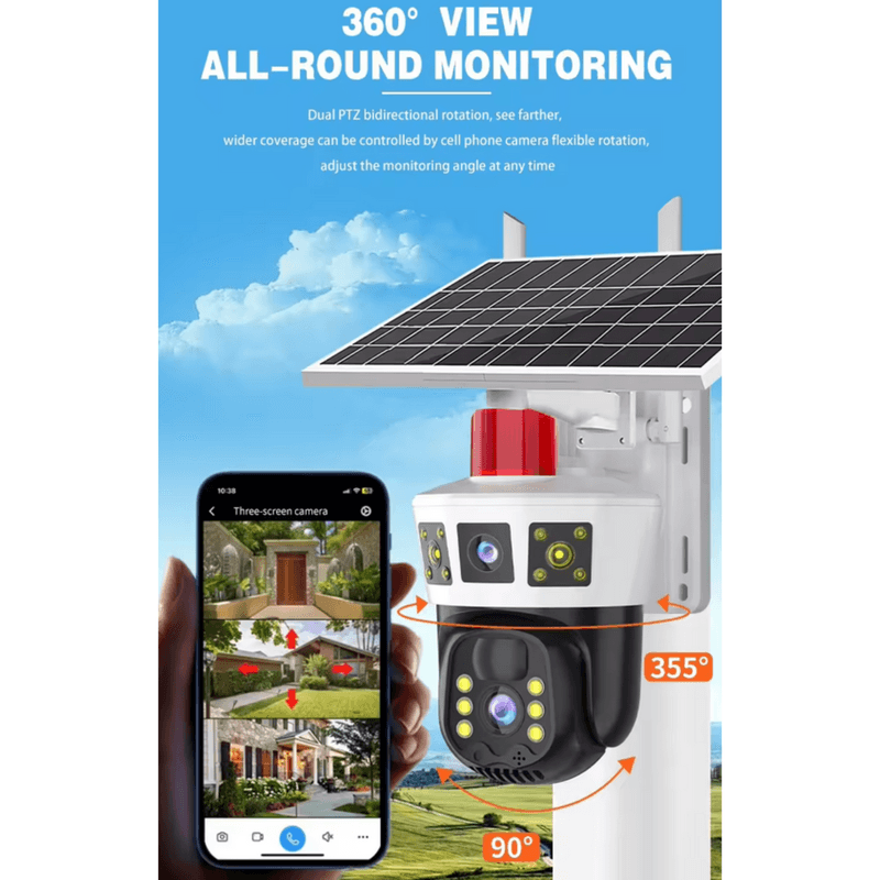Camera de supraveghere SPY® 2in1 cu Panou Solar inclus 10W, 4MP,4K ...