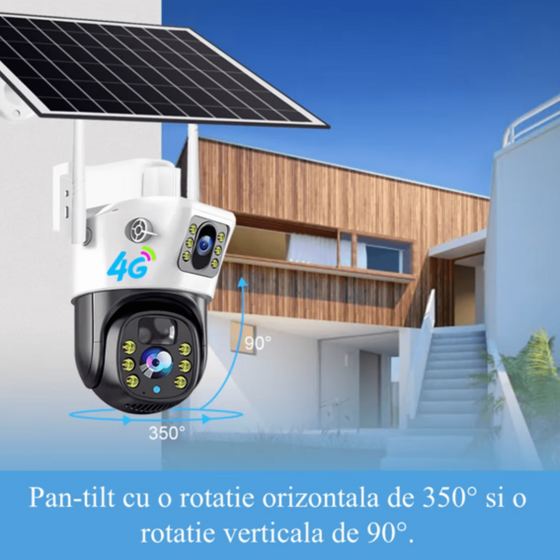 Camera de supraveghere SPY® 2in1 cu Panou Solar inclus 10W, 4MP,4K ...