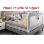 Casa si Gradina - Textile si covoare - Lenjerii de pat - Protectie saltea - Bariera protectie pat HappyKID culisanta XXL 200 cm Baby Bear, inaltime reglabila 68-98 cm - Infinity.ro