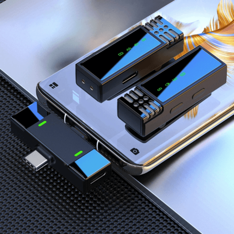 TV, Audio-Video si Foto - Accesorii TV si audio - Microfoane - Microfoane profesionale wireless 2 in1 RoHS® tip Lavaliera,Apple si Android, 48 h functionare pentru Vlogging,Tik Tok - Infinity.ro