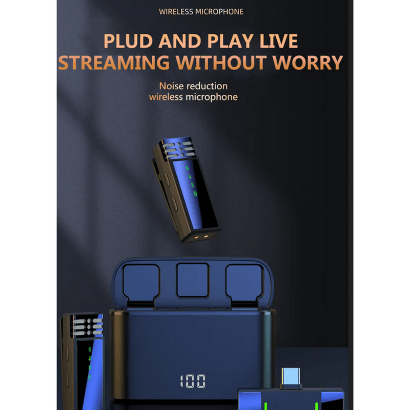 TV, Audio-Video si Foto - Accesorii TV si audio - Microfoane - Microfoane profesionale wireless 2 in1 RoHS® tip Lavaliera,Apple si Android, 48 h functionare pentru Vlogging,Tik Tok - Infinity.ro
