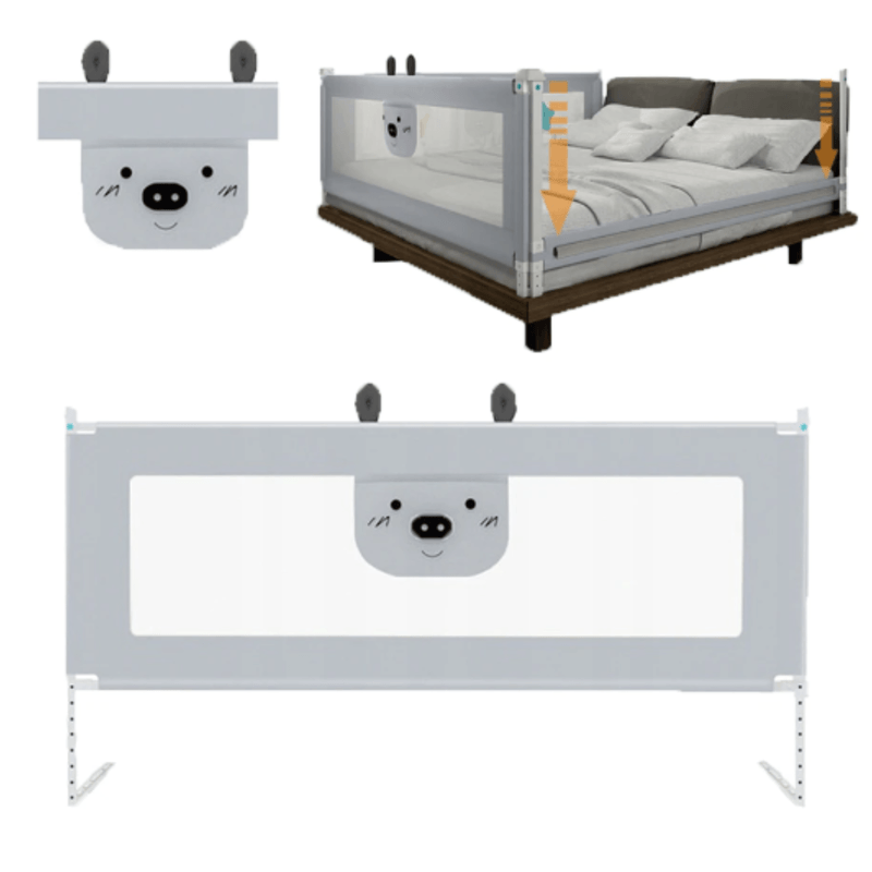 Casa si Gradina - Textile si covoare - Lenjerii de pat - Protectie saltea - Bariera protectie pat HappyKID culisanta XXL 200 cm Baby Bear, inaltime reglabila 68-98 cm - Infinity.ro