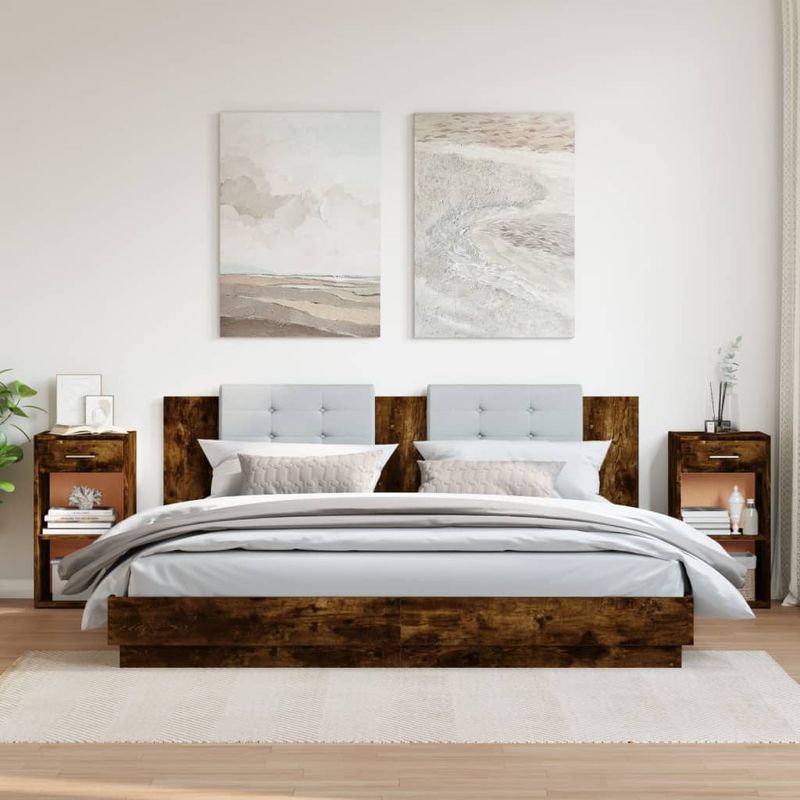 Casa si Gradina - Mobilier - Comode si corpuri - Noptiere - Noptiere, 2 buc., stejar fumuriu, 35x34x65 cm, lemn prelucrat - Infinity.ro