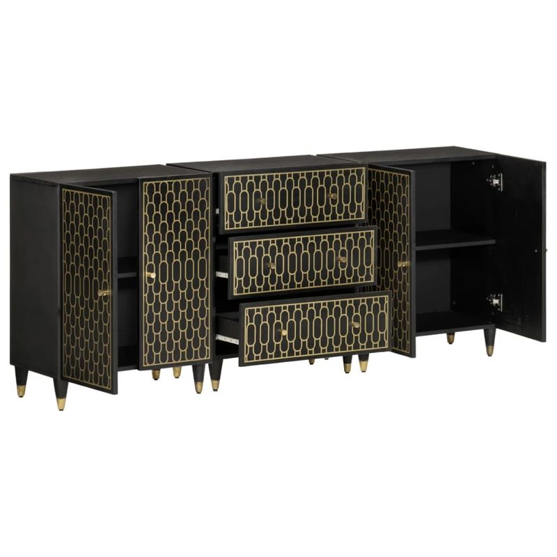 Casa si Gradina - Mobilier - Comode si corpuri - Comode - Dulapuri laterale, 3 buc., 60x33x75 cm, lemn masiv de mango - Infinity.ro