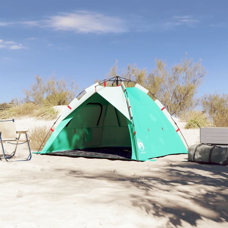 Sport si Outdoor - Camping - Corturi camping - Cort camping 3 persoane verde marin impermeabil setare rapida - Infinity.ro