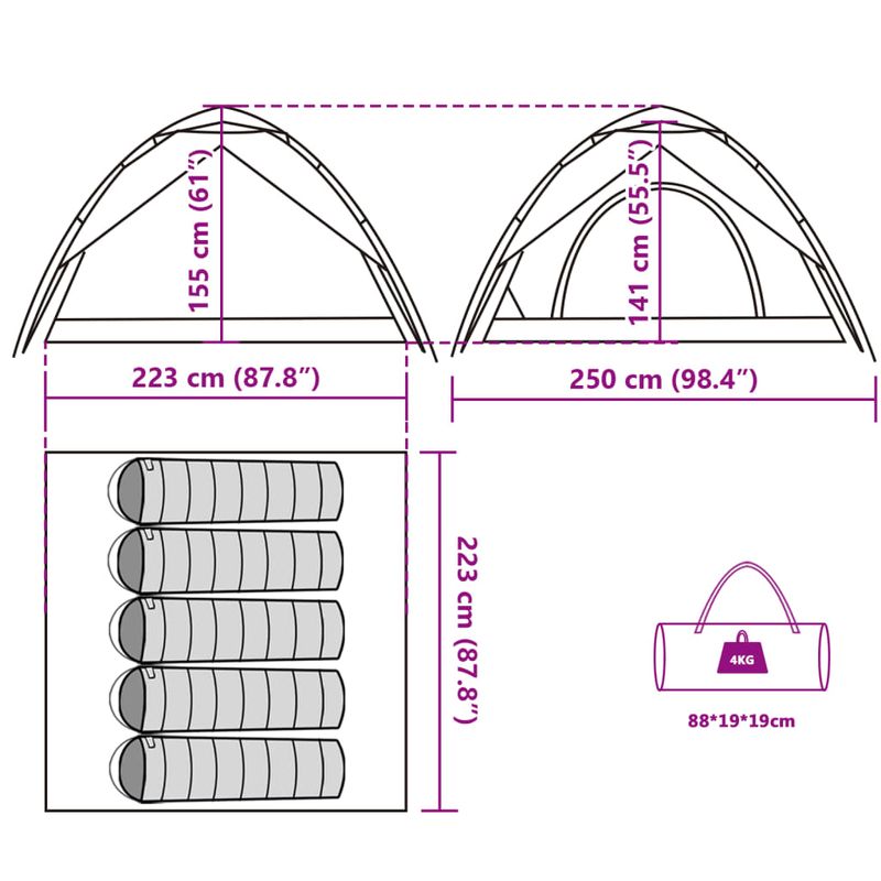Sport si Outdoor - Camping - Corturi camping - Cort de camping cupola 5 persoane, setare rapida, albastru - Infinity.ro