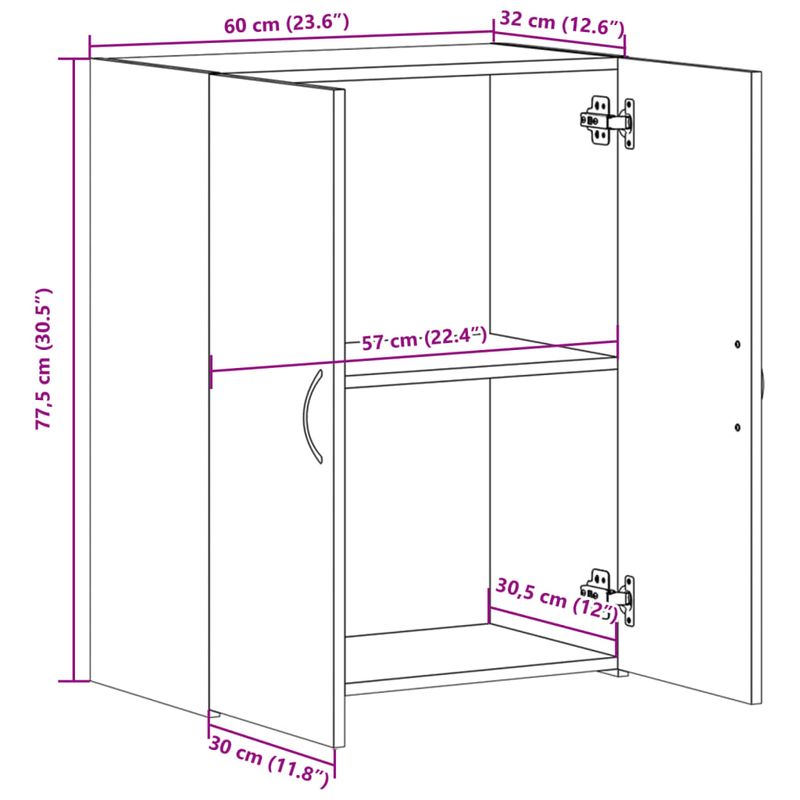 Casa si Gradina - Constructii - Depozitare, transport si protectie - Rafturi, fisete si vestiare - Fiset, alb, 60x32x77,5 cm, lemn prelucrat - Infinity.ro