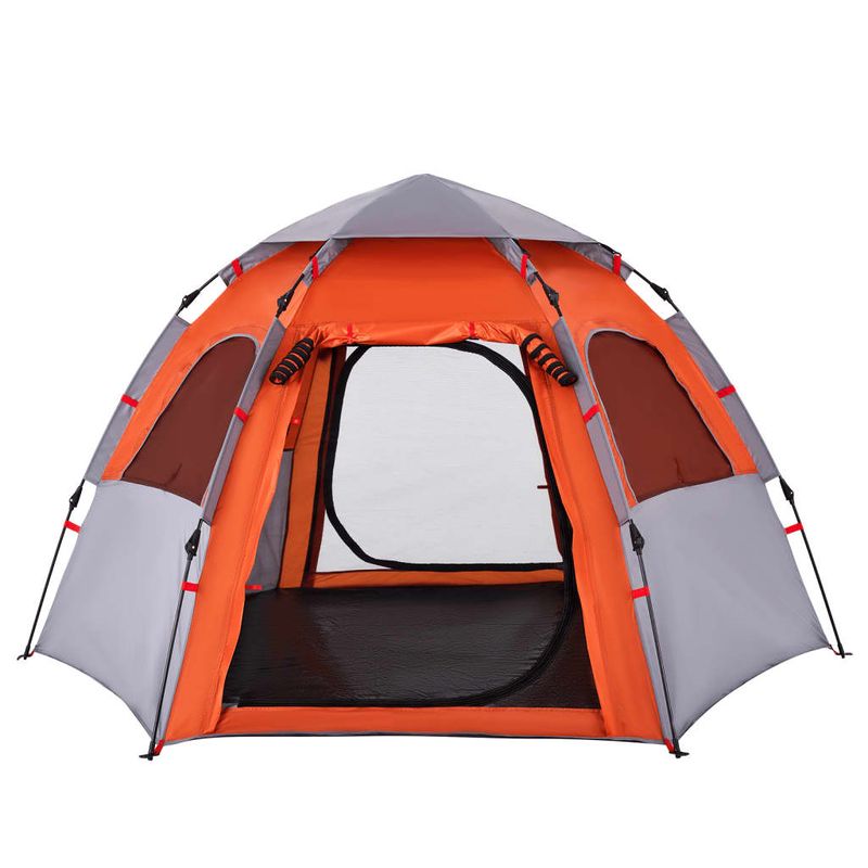 Sport si Outdoor - Camping - Corturi camping - Cort camping cabana 4 persoane gri/portocaliu setare rapida - Infinity.ro