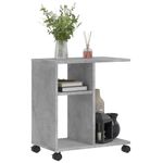 Casa si Gradina - Mobilier - Mese si birouri - Mese living - Masa laterala cu roti, gri beton, 50x30x55 cm, PAL - Infinity.ro