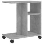 Casa si Gradina - Mobilier - Mese si birouri - Mese living - Masa laterala cu roti, gri beton, 50x30x55 cm, PAL - Infinity.ro