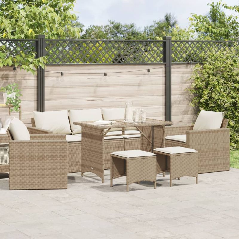 Casa si Gradina - Gradina si terasa - Mobilier exterior - Seturi mobila gradina - Set canapele de gradina cu perne, 6 piese, bej, poliratan - Infinity.ro