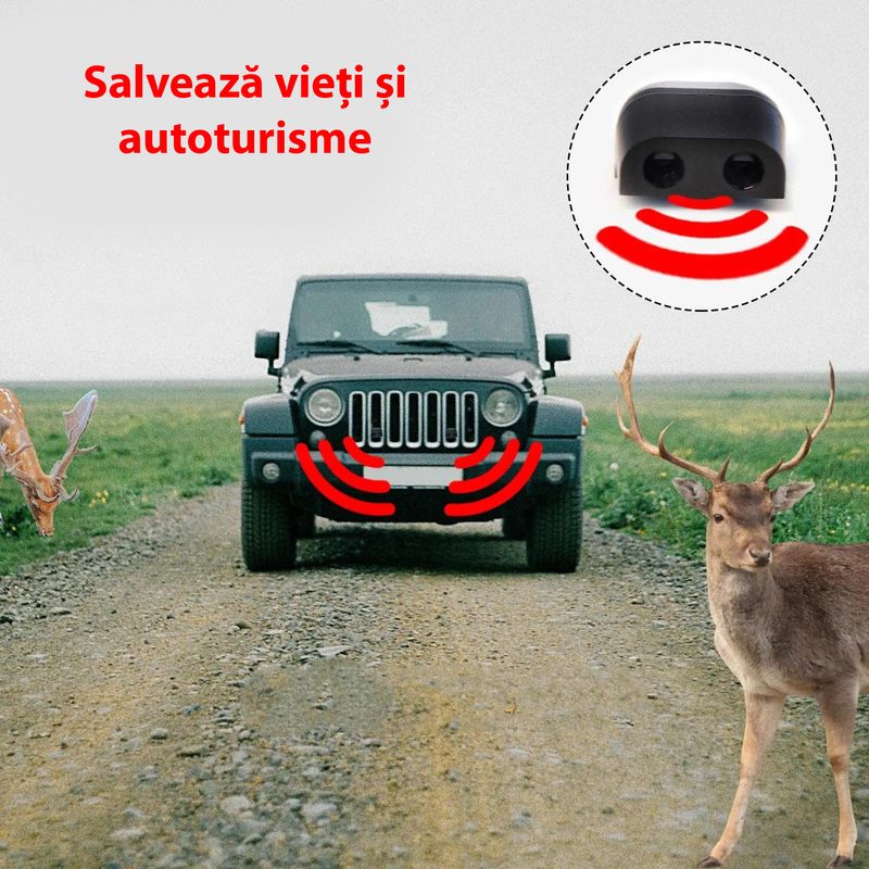 Auto si Moto - Piese auto si accesorii - Caroserie - Alte accesorii caroserie - Avertizor sonor animale BYNOVIS®, activat de vant, accesoriu auto, ultrasunet, indeparteaza animale salbatice - Infinity.ro