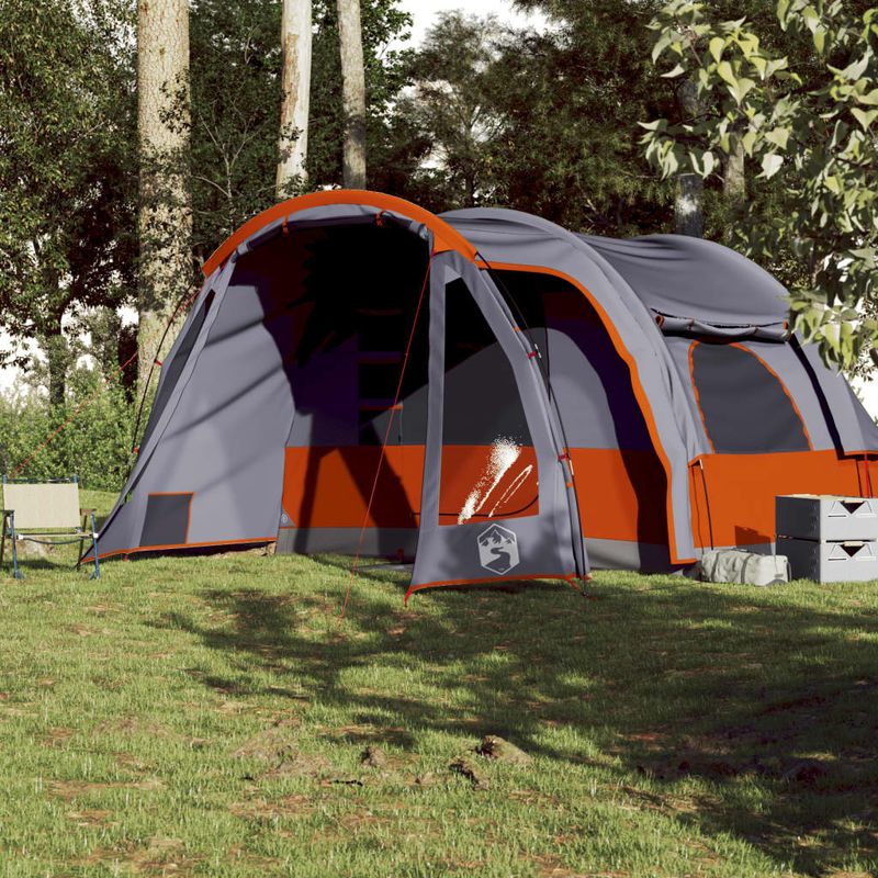 Sport si Outdoor - Camping - Corturi camping - Cort de familie 6 persoane, gri/portocaliu, impermeabil - Infinity.ro