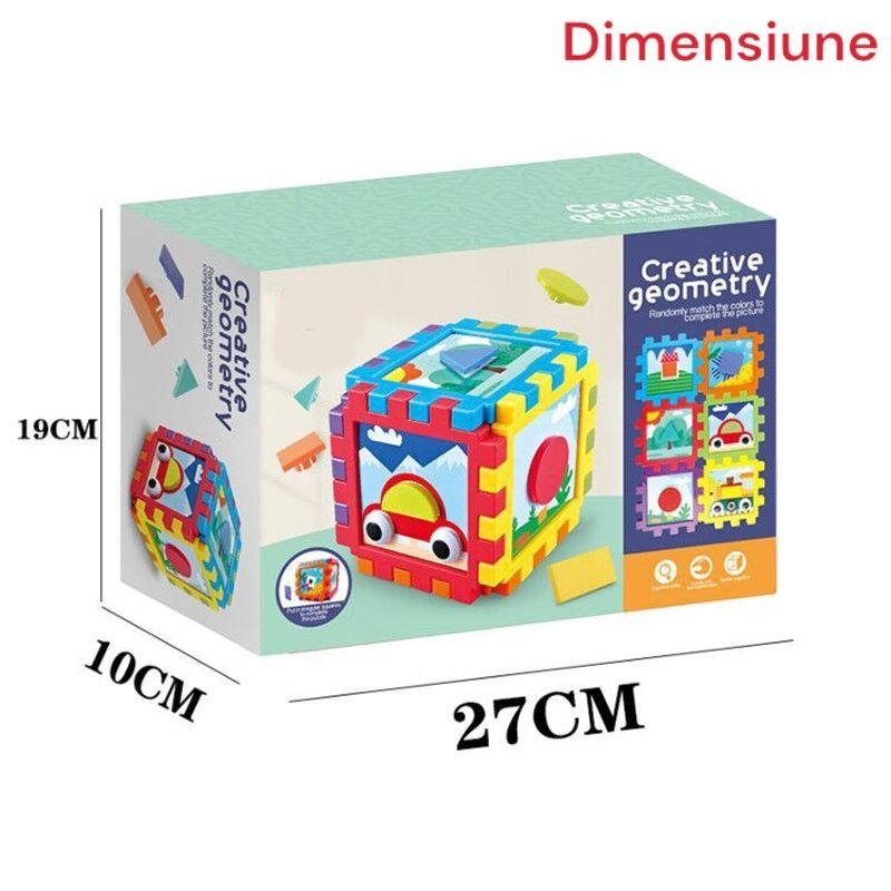Jucarii, Copii si Bebe - Jucarii si jocuri - Jucarii & jocuri educative - Jucarii interactive - Cub creativ cu forme geometrice, kidsnplay, multicolor, tip puzzle, 3 ani+ - Infinity.ro