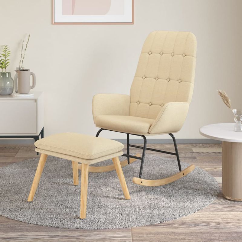 Casa si Gradina - Gradina si terasa - Balansoare si hamace - Balansoare - Scaun balansoar cu taburet, crem, material textil, cantitate în pachet: 1, model cu suport de picioare - Infinity.ro